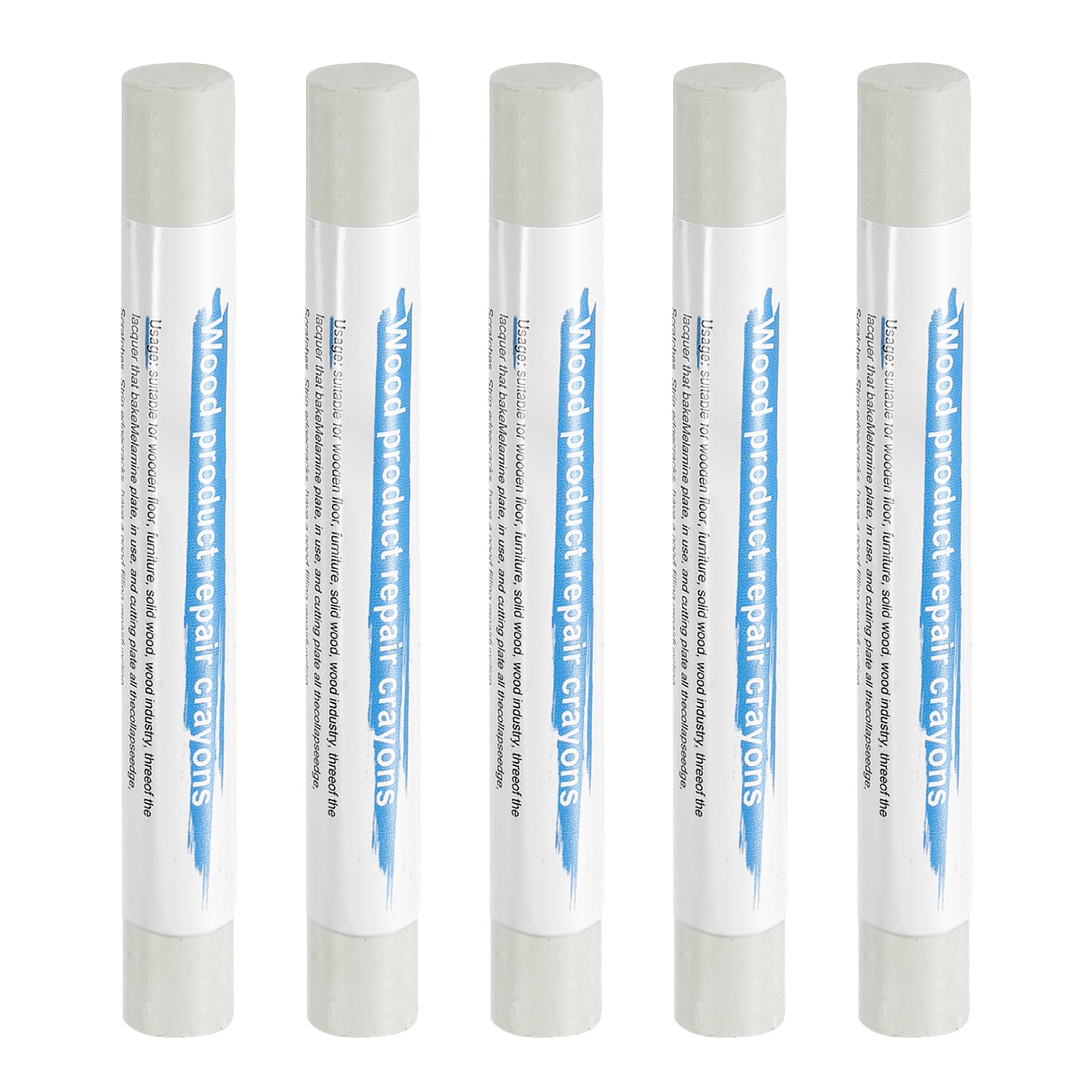HARFINGTON 5pcs Wood Filler Sticks Wooden Wax Touch Up Furniture Repair Crayons for Scratch Hole Wood, Steel Gray