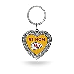 NFL Rico Industries Kansas City Chiefs Bling 1 MOM Heart Key Chain Rhinestone Heart Keychain
