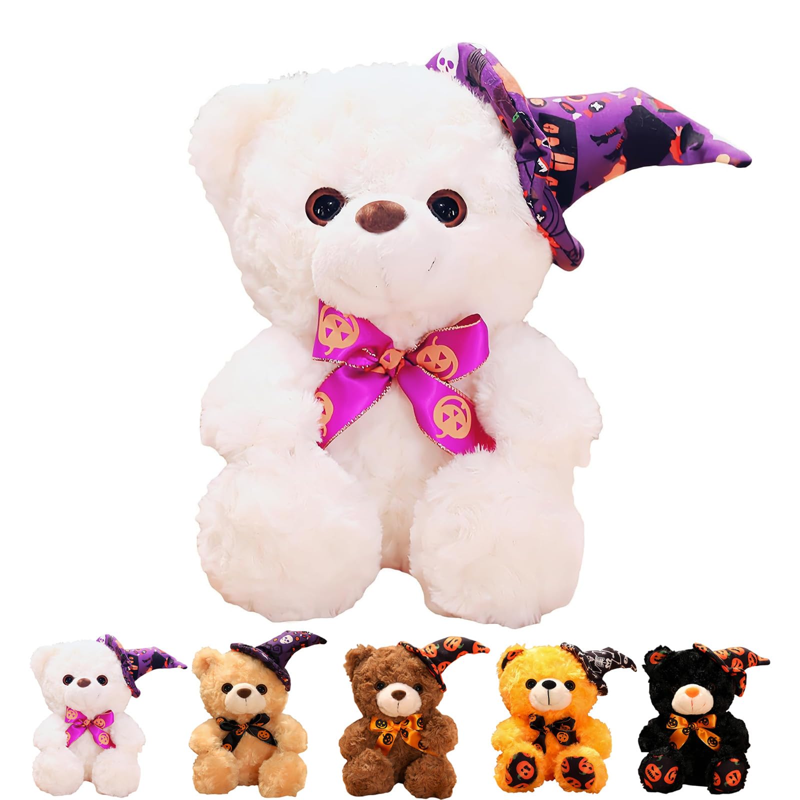 Yayafunfun 1Pc Halloween Teddy Bear Plush Toy, 23cm Cute Halloween Stuffed Doll, White, 2.5 cm (H) x 25 cm (L)