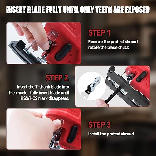 Miniatura 9 de Sierra de calar inalámbrica sin escobillas para batería Milw-aukee de 18 V (solo herramienta), 5 velocidades variables de hasta 2700 RPM, luz LED,