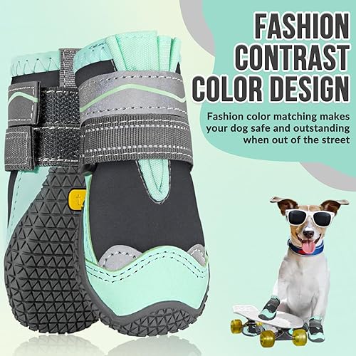 Miniatura 3 de SlowTon Zapatos para perros grandes, pequeños y medianos, botas impermeables para pavimento caliente de verano, protector de patas para caminar al
