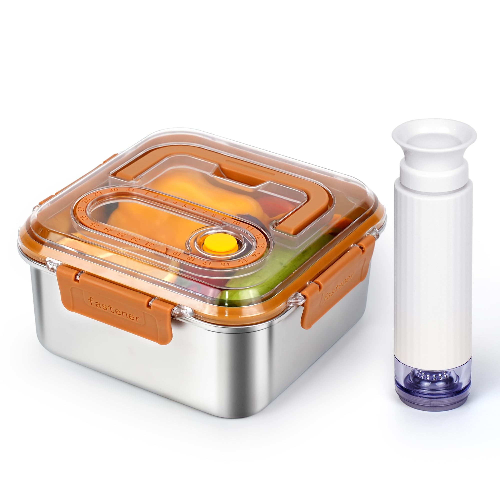 316 Edelstahl Vakuum Frischhaltedose 2,809.5 ml mit manueller Pumpe, BPA-frei, umweltfreundlich und langlebig, gefrier- und spülmaschinenfest, auslaufsicheres Dichtungsdesign
