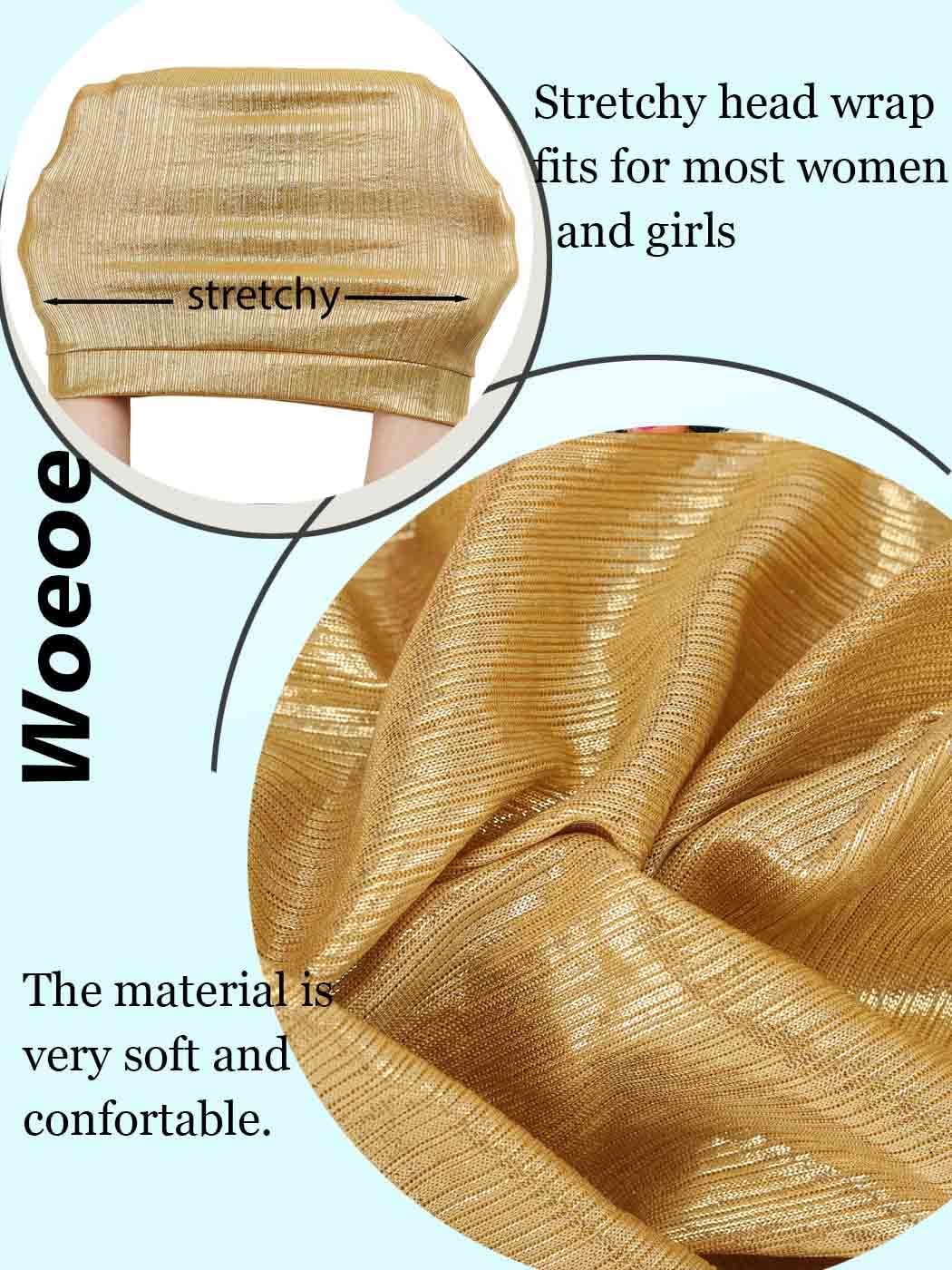Woeoe African Headwrap Gold Braided Turbans for Women - Image 4