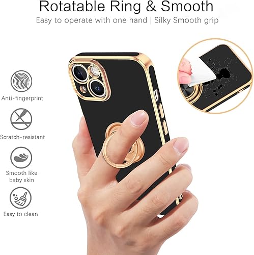 Miniatura 3 de VENINGO Funda para iPhone 14, funda para iPhone 14, ajuste delgado, suave soporte de anillo de 360 con base, compatible con soporte magnético para