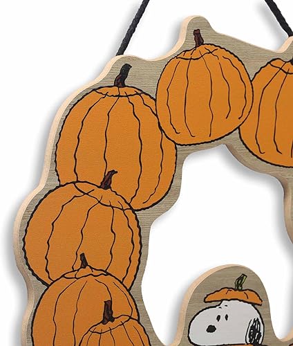 Miniatura 4 de Peanuts Snoopy Jack-O-Lantern - Guirnalda de Halloween colgante de madera para decoración de pared, divertido letrero de Snoopy para el hogar