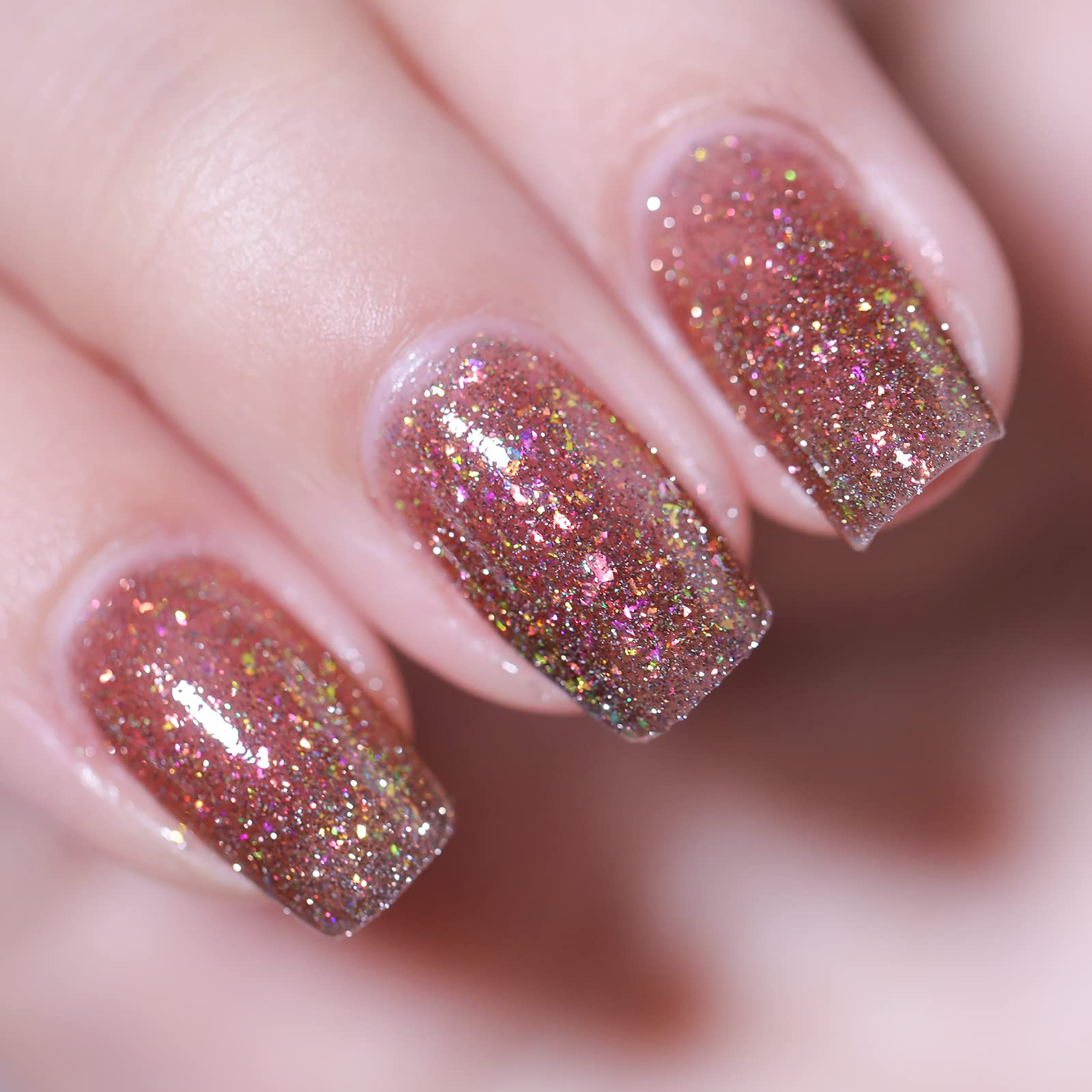 FZANEST Reflective Gold Glitter Gel Polish Holographic Sparkle Gel Nail Polish Super Shiny UV Gel Nail Art Varnish Manicure Soak Off (Brown)