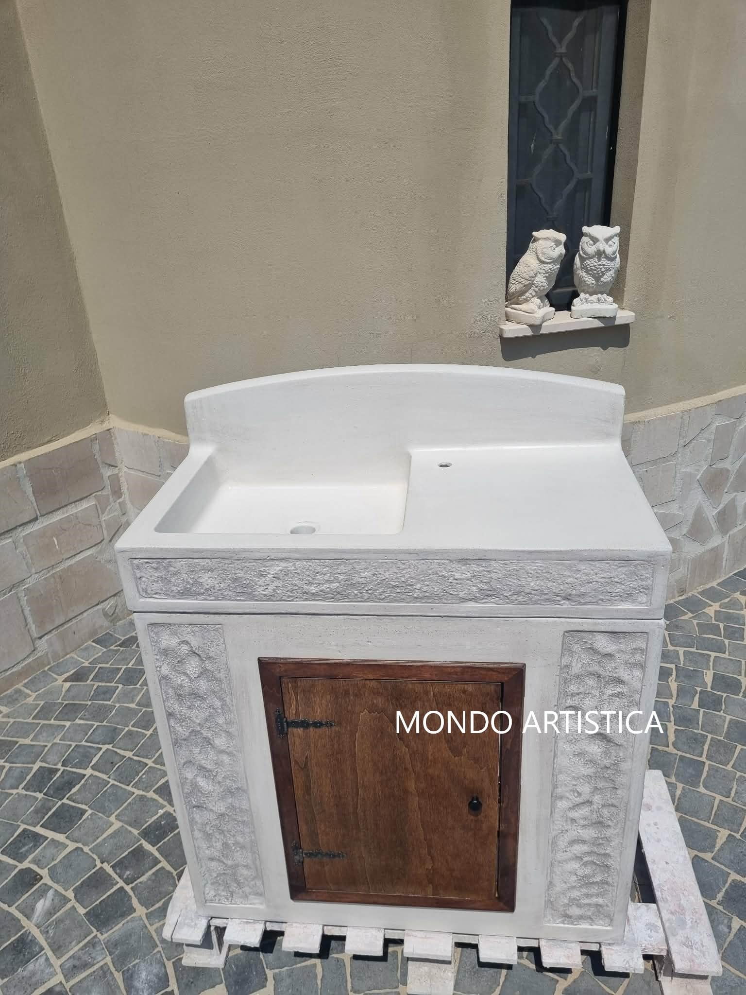 Lavandino Con Mobile, Lavabo Per Esterno, Cucina Da Giardino, Misure: 84X44 H 100, Sfumato Grigio