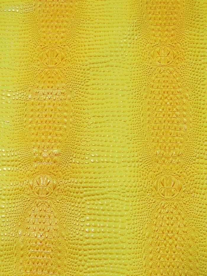 DuroLast™ Florida Gator 3D Embossed Vinyl Fabric by The Yard 2 Tone 3D Crocodile DIY Upholstery Accessories Apparel (Reptile Yellow)