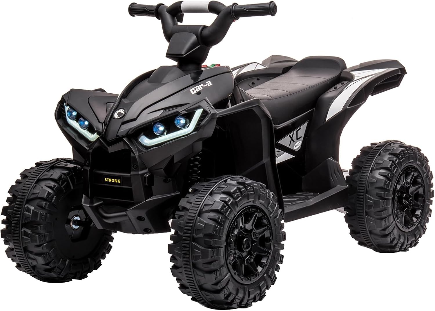 12V Kids Ride On ATV, Electric Battery, Powered Four Wheeler with Music, Led Lights, Soft Start, USB Port, and Treaded Tires, Adjustable High/Low