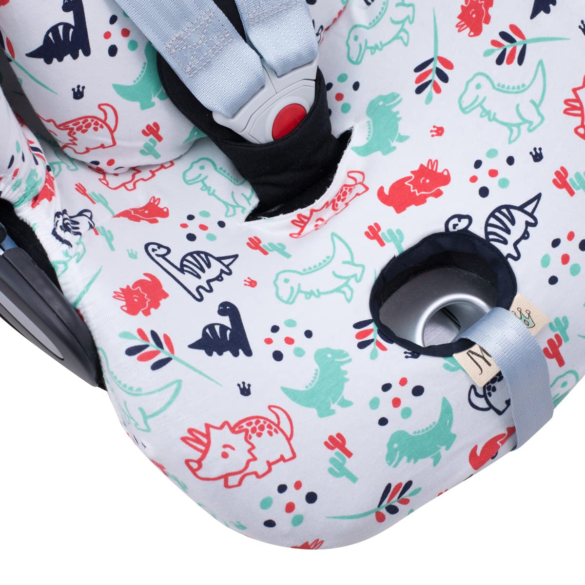 JYOKO KIDS Funda de Algodón para silla de coche Compatible con Cybex Aton Cloud- Q-M-2-4-5 (CLOUD Q-M, Dino Party)