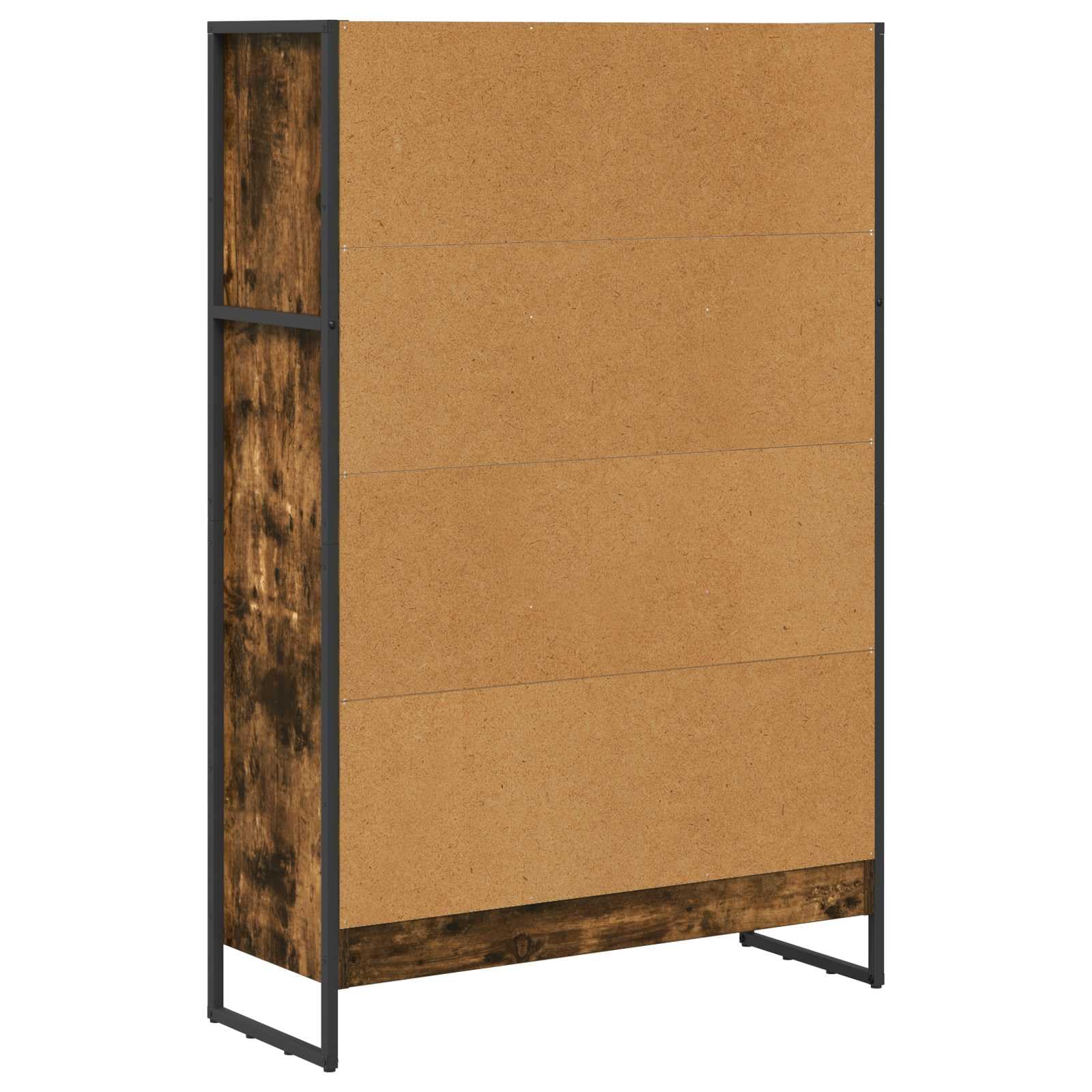 Raucharbe Regał na książki 80 x 30 x 121 cm, przemysłowy regał stojący z materiału drewnopochodnego ze stalowymi nogami, otwarty regał do salonu, biura i domu