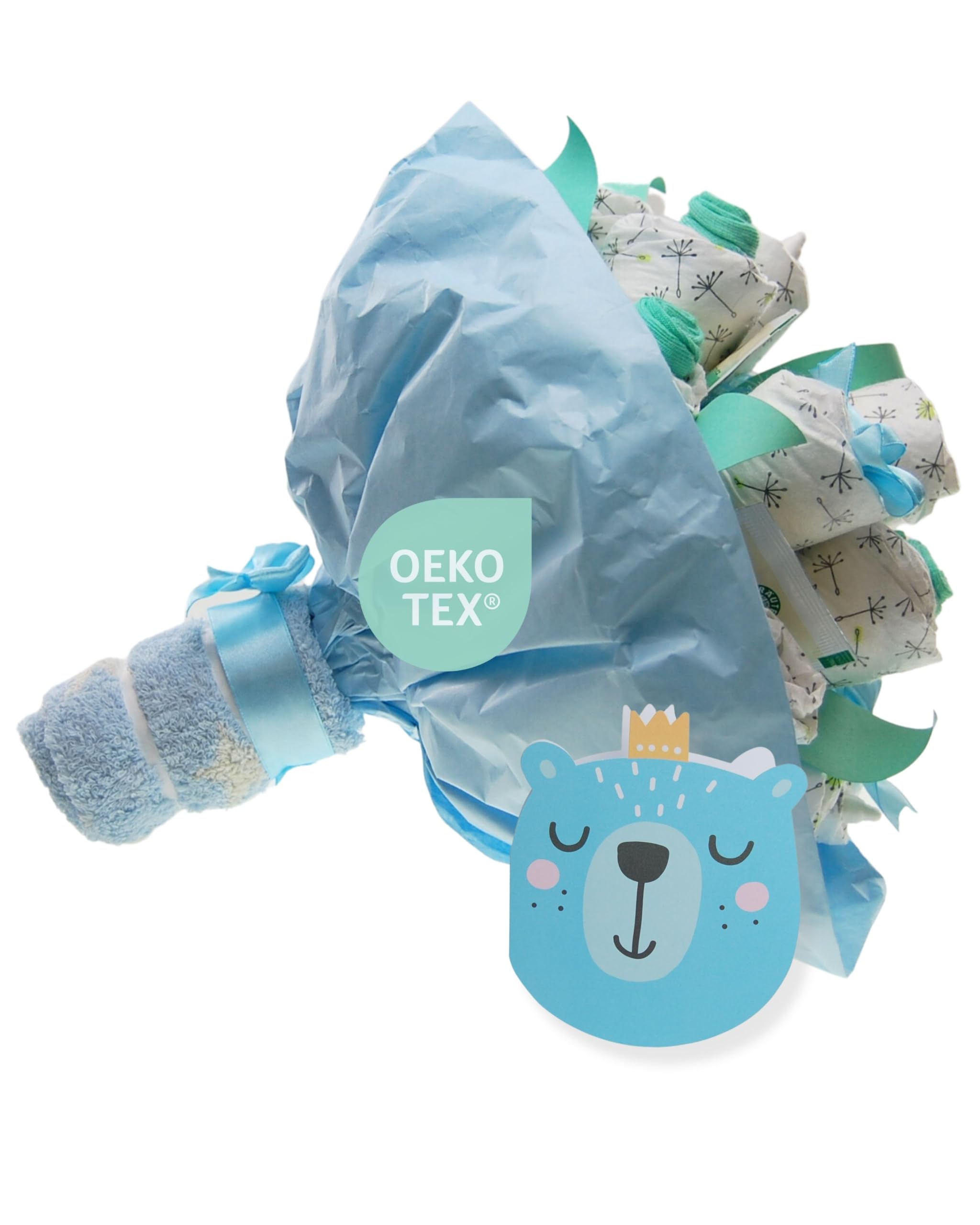 myBambini ® bouquet bouquet [bouquet di fiori] - torta di pannolini - regalo per la nascita - baby shower - pannolini - regalo per il bambino - acquistare torta (ragazzo/ragazzo/blu)