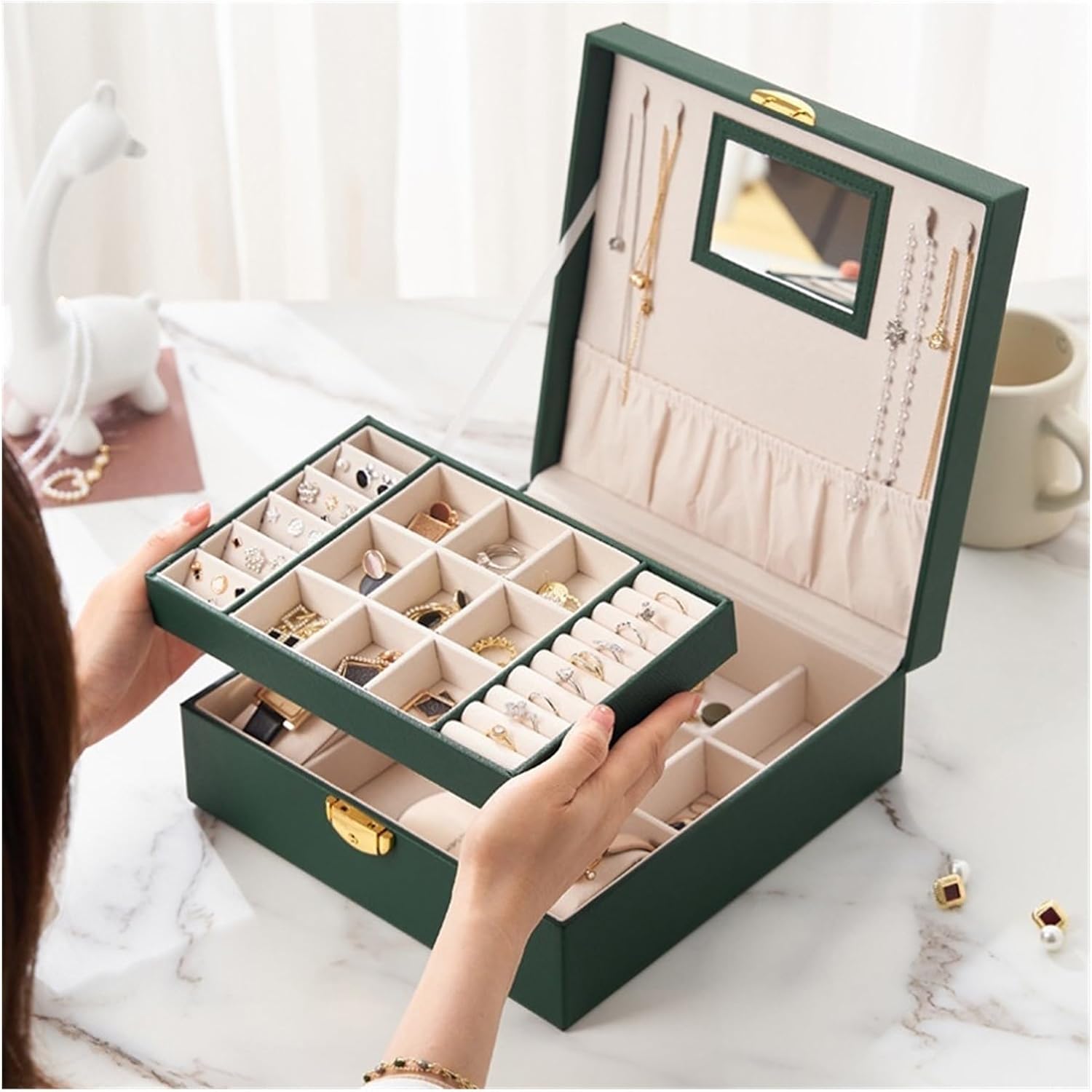 Jewelry Box Organizer Jewelry Box Storage Box Earrings Earrings Bracelet Necklace Storage Box Hand Jewelry Jewelry Storage Box Jewelry Organizer Small(A) (C S)