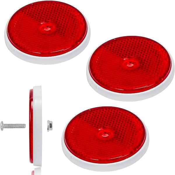 4xCatarifrangente Rotondi Rosso Ø60 mm Omologati, Rosso Catarifrangenti Avvitare Posteriore Rimorchio per Recinzione Cancelli Caravan Macchine (Rosso-Rotondi-Avvitare-4Pezzi) - 5