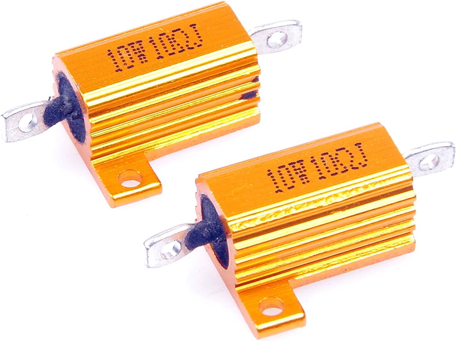 10 Watt 10 Ohm 5% Wirewound Resistor Electronic Aluminium Shell Resistor Gold (Pack of 2)