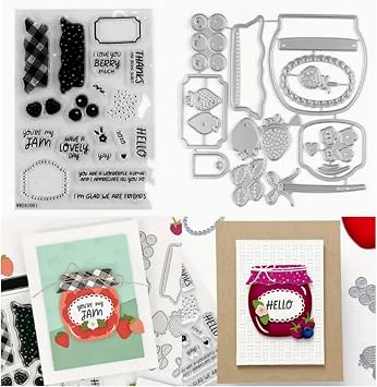 YOUER My JAM Clear Stamps and Dies Sets for Card Making, Cutting Dies Cut Stencils for DIY Scrapbooking Photo Album Decorative Paper Crafting Embossing Template