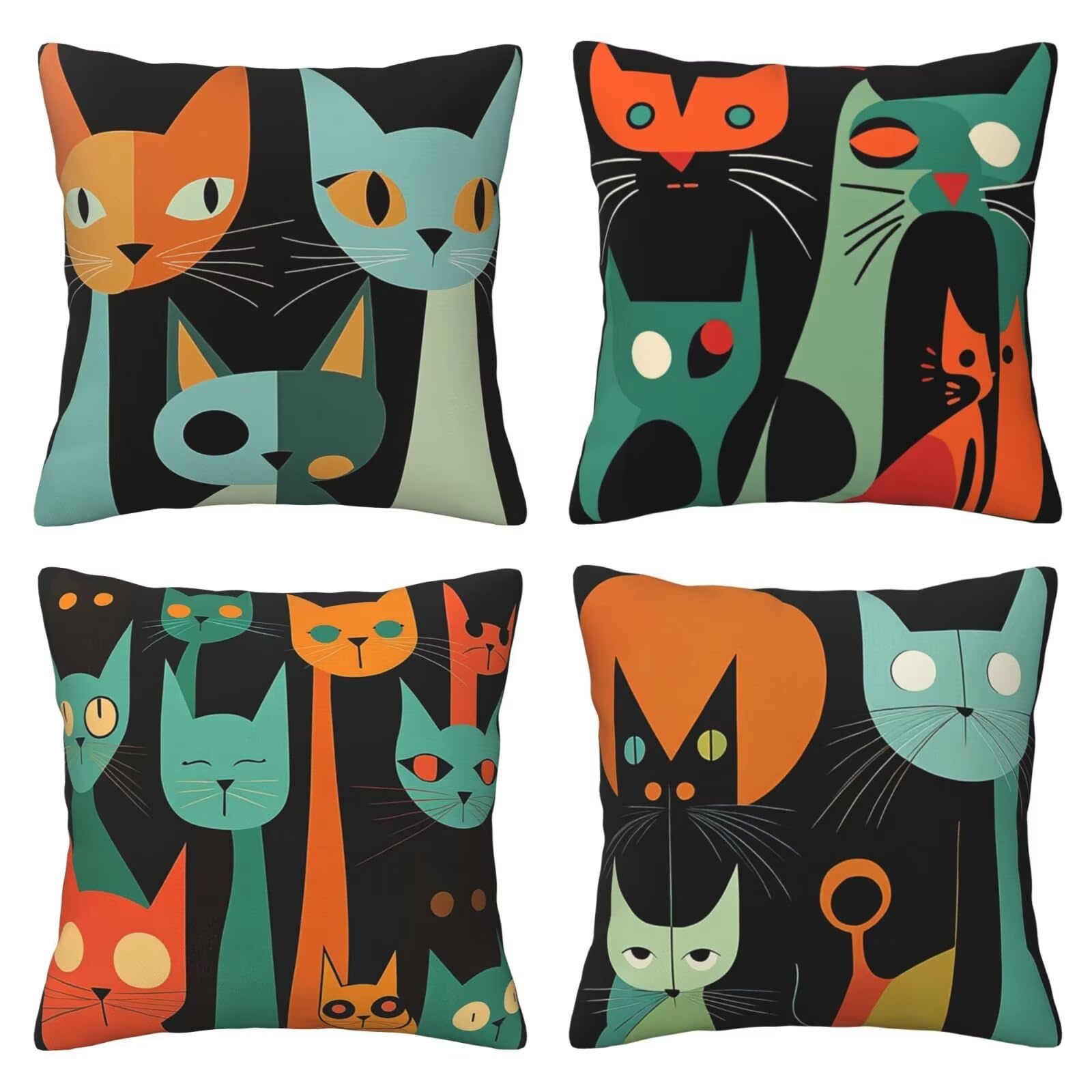 Housses de coussin de luxe en peluche 60x60 motif chat chic
