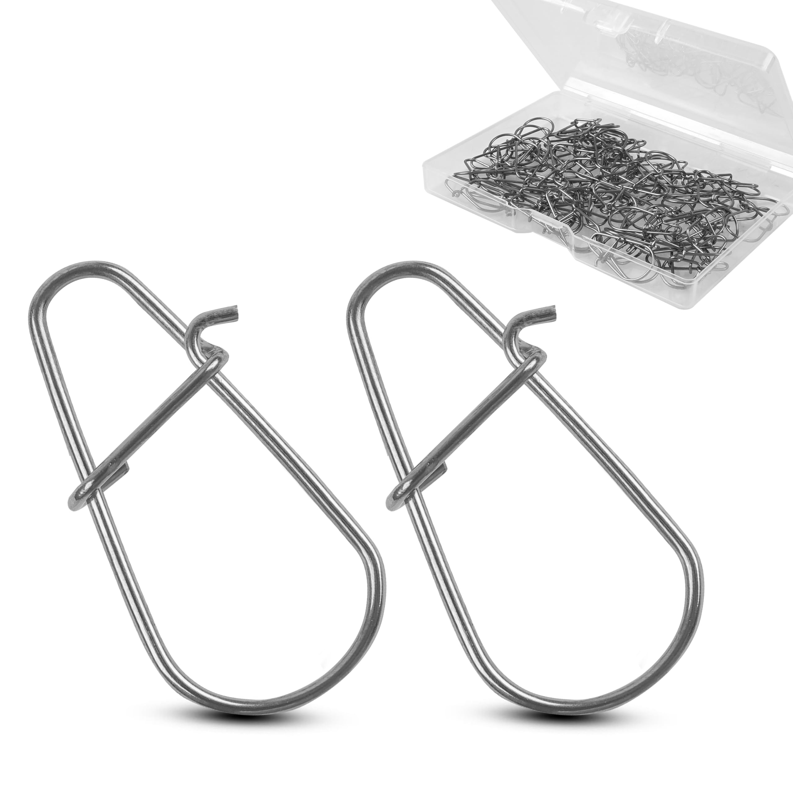 JOGFFDE Fishing Snap Clips Duo Lock Snap Quick Change Duo Lock Sea Fishing Gourd Pin Clip Stainless Steel Fishing Snap Swivels Fishing Tackle for Saltwater Bass Lures Line Connectors Size 1#-5#