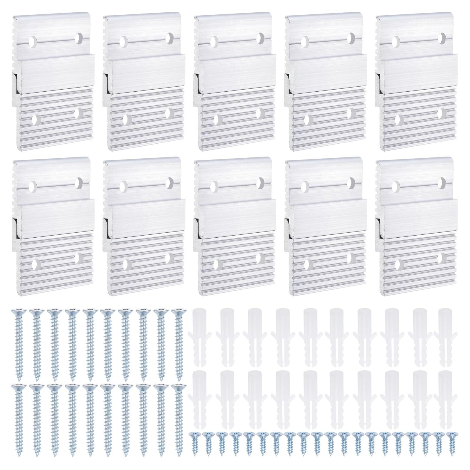 Huwoyg One Color 10 Pairs Cleat Picture Hanger 2 Inch Aluminum Z Clip Supports 30Lbs Interlocking Wall Mounting Bracket For Hanging