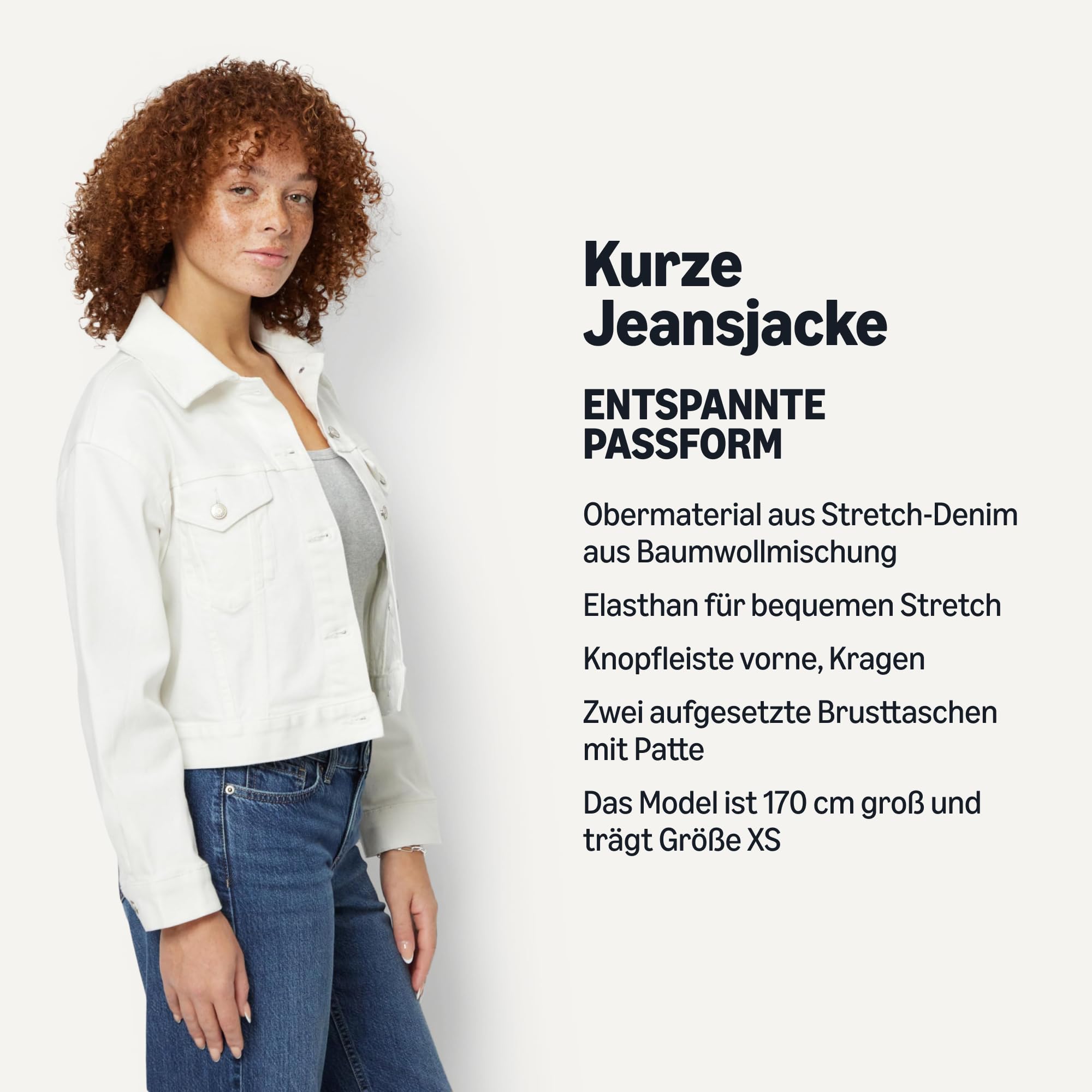 Amazon Essentials Damen Kurz Geschnittene Jeansjacke mit Stretch-Denim