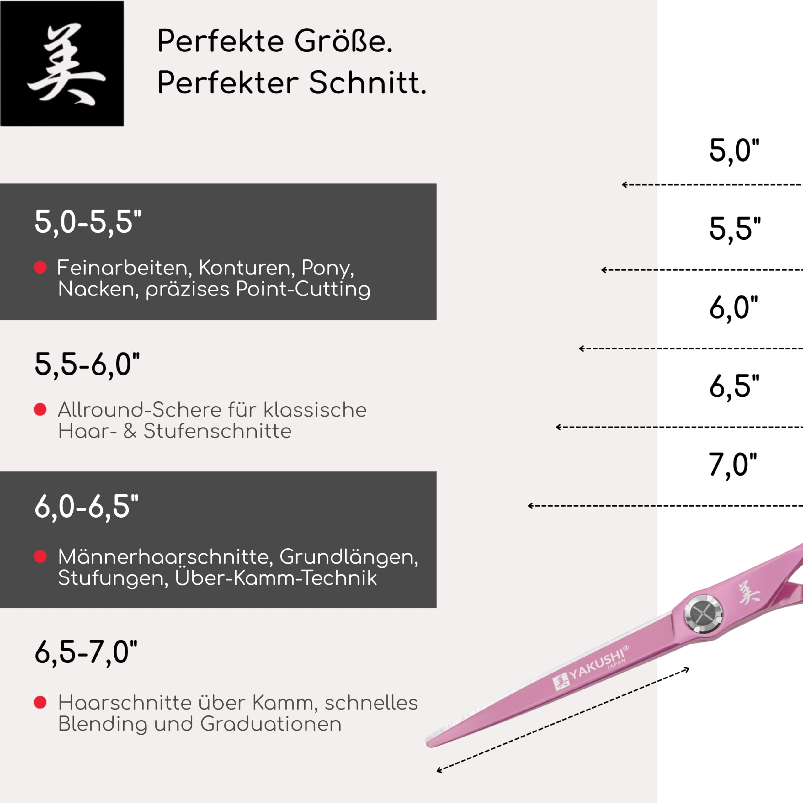 YAKUSHI CHAMEO PINK BEAUTY Haarschneideschere 5,5'' I Special-Line I Schere aus Titanium Japanstahl mit Teflon Beschichtung I Rasiermesserscharfe Friseurschere mit abnehmbarem Fingerhalter