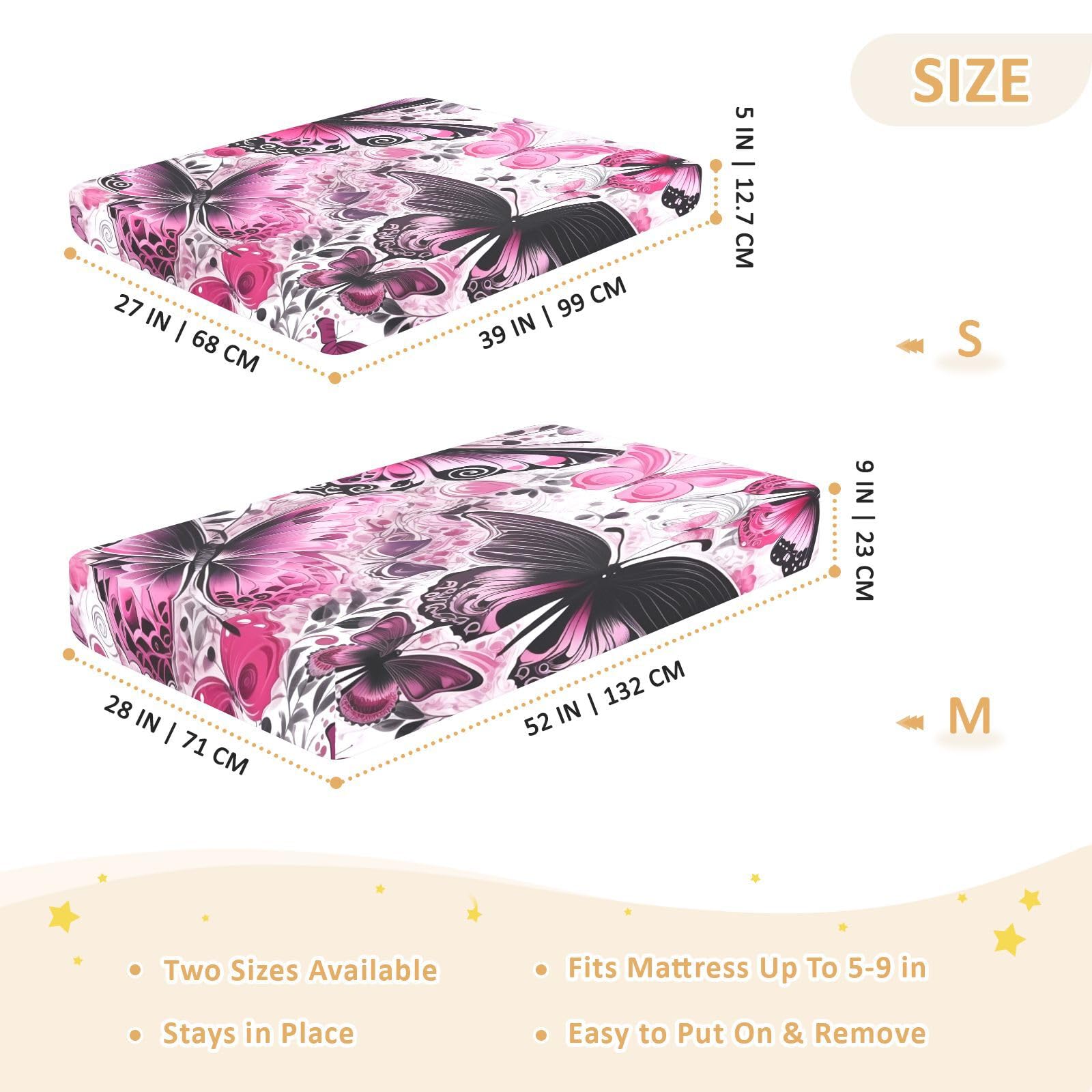 PatróN De Mariposa Rosa Sábana de Cuna para Niños Pequeños,Sábanas de Algodón Suave para Bebés Aptas para Colchón Corralito