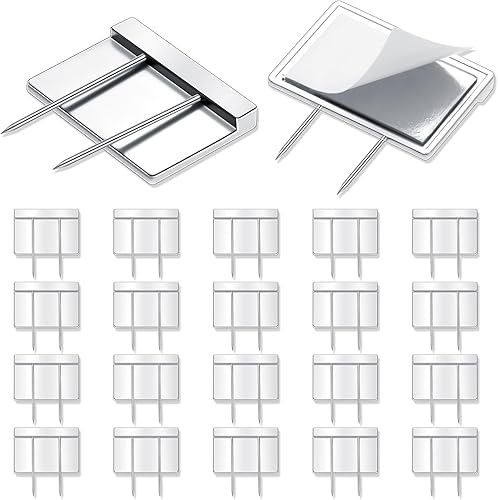 Amylove 20 pines plateados para cubículo, divisiones, pasadores de empuje largos, clips de tela, soportes para placa de nombre de cubículo para