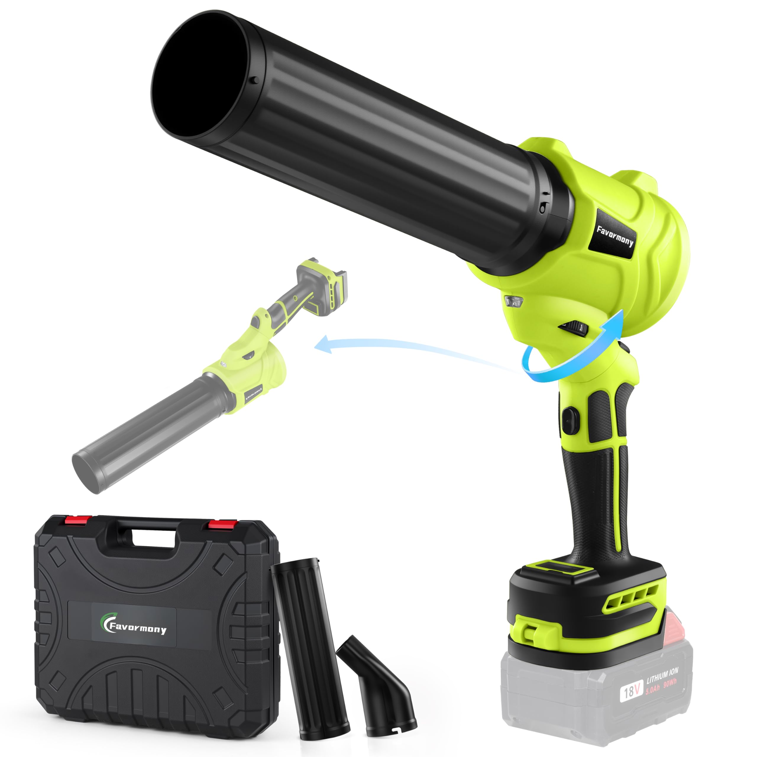 Soplador de hojas inalámbrico portátil, mini soplador de mano con motor cepillado, mango giratorio de 180°, control de 6 velocidades, pantalla de alimentación, soplador eléctrico ligero para hojas