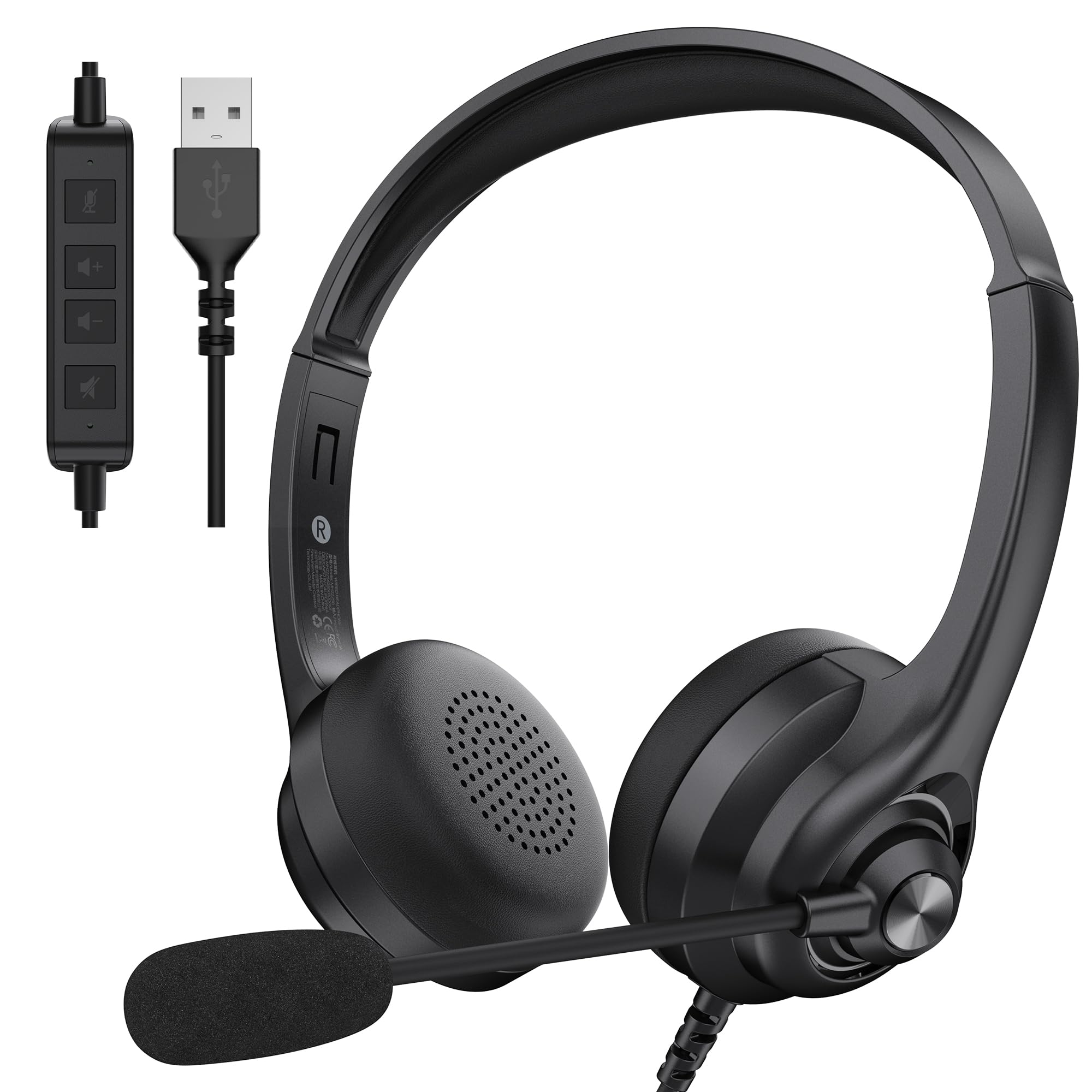 Monster Voicelink 100 Wired Headset, Wired Headphones with Noise Cancelling Microphone for PC Laptop, USB Connection Plug and Play, Computer Headset Use for Online Meeting, Work Call Center