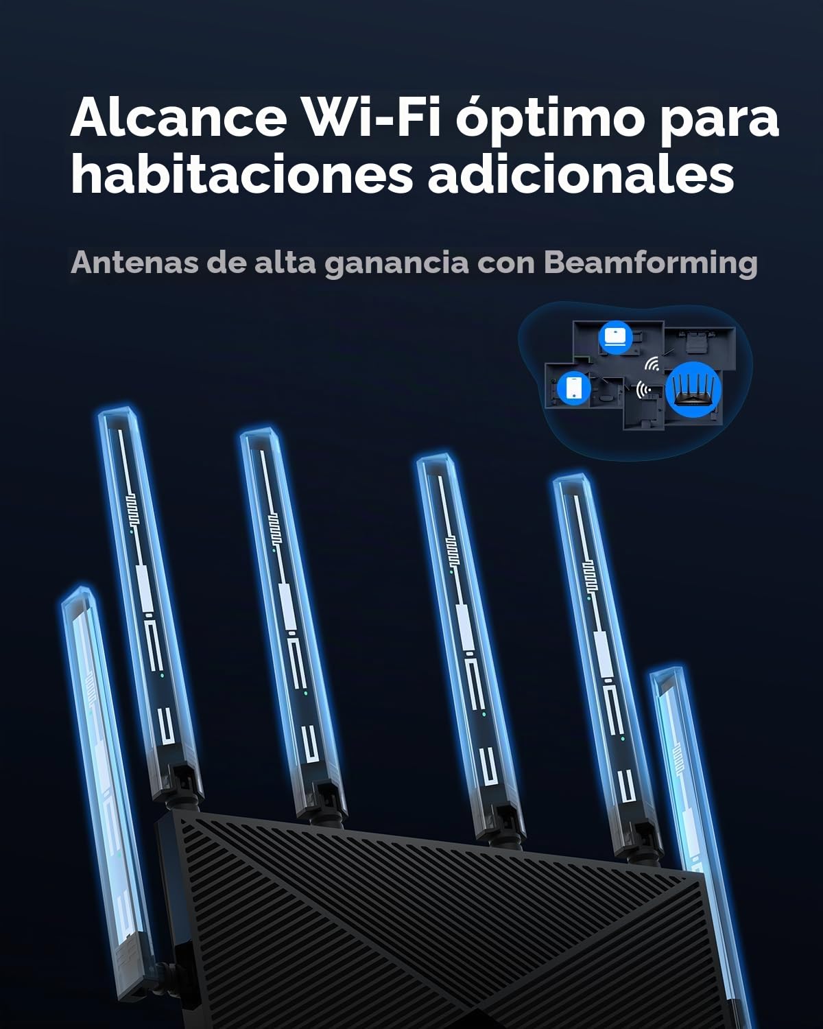 Cudy WiFi 7 BE6500 Doble Banda Router, 2.5G WAN, Cliente y Servidor VPN, Cudy App y Mesh Compatible, CPU Broadcom De Cuatro Núcleos a 2 GHz, Control Parental WR6500H