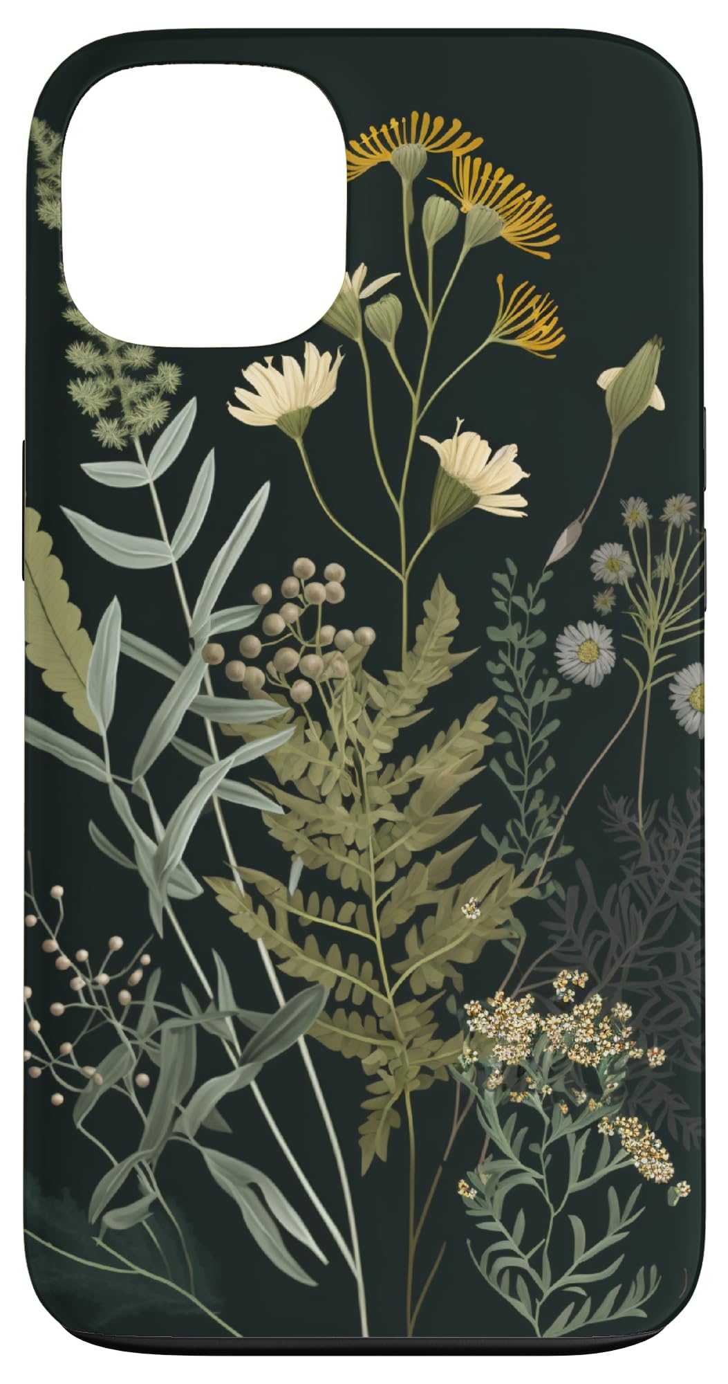 Olive Green Boho Botanical Wildflowers Case for iPhone 13