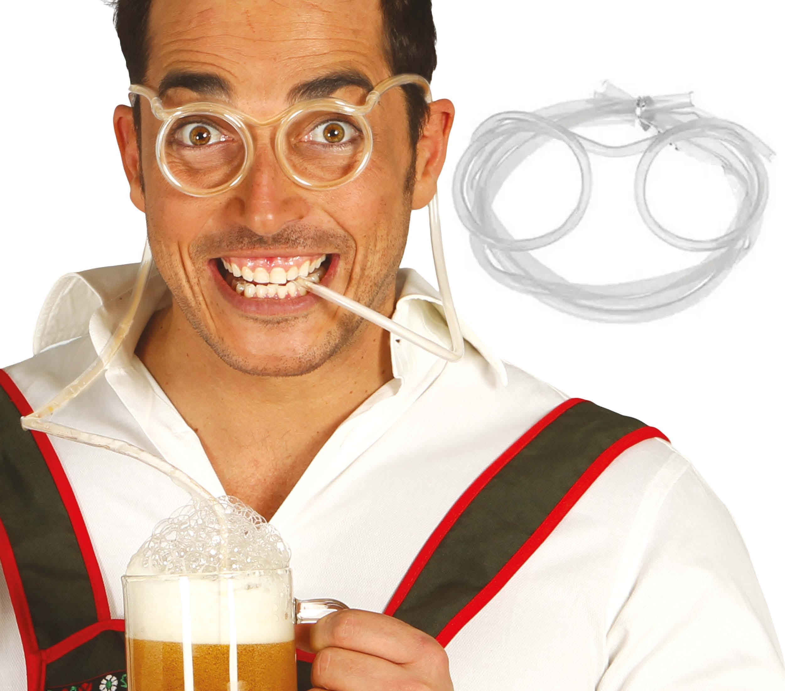 FIESTAS GUIRCA | Transparent Party Glasses - Fancy Dress Accessory for Stag Parties and Beer Celebrations - Ideal for Unisex Adults at Themed Parties - Clear