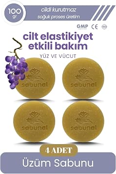 z m Sabunu 4l  Set, Cilt Elastikiyetini Art r c , Antioksidanl  Do al Sabun, T m Cilt Tipleri  in, Y z ve V cut Temizleyici, 4 x 100 gr