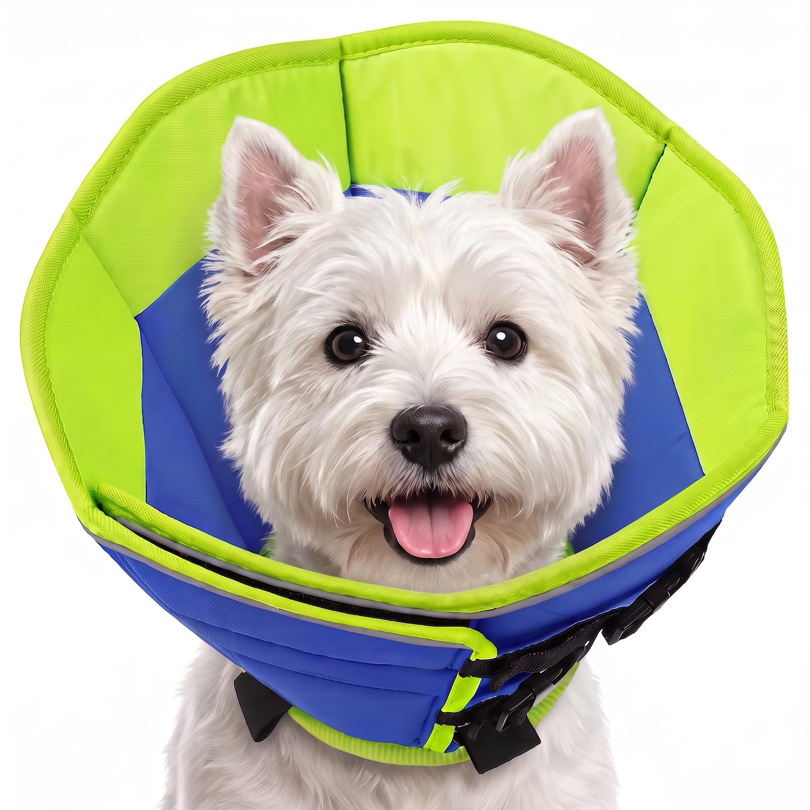 Photo 1 of AOFITEE Soft Dog Cone Collar, Adjustable Dog Cones Alternative for Small Dogs, Cone for Dogs to Stop Licking, Elizabethan Recovery Cones After Surgery with Quick Release Buckle(Bluegreen,Small)
