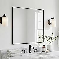 Vista 15 de Espejo de baño plateado de 20 x 36 pulgadas, espejo sin cobre, marco de aleación de aluminio, espejo rectangular montado en la pared, espejo moderno