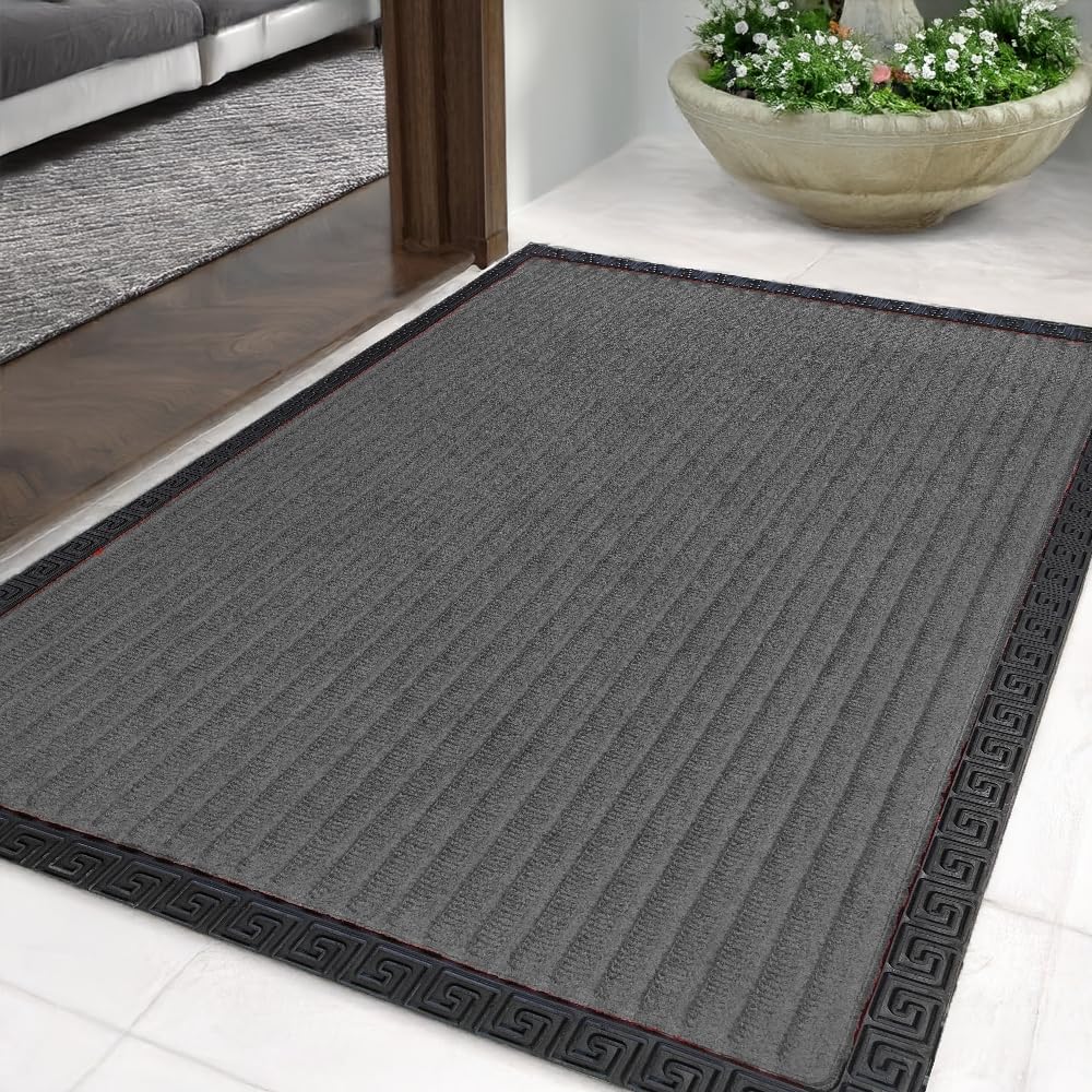 ishro home Premium Door Mats for Home Entrance Large | Door Mate for Home | Extra Large | Anti-Skid | Waterproof | Washable | (Grey, 2x3 Ft, Checkered)
