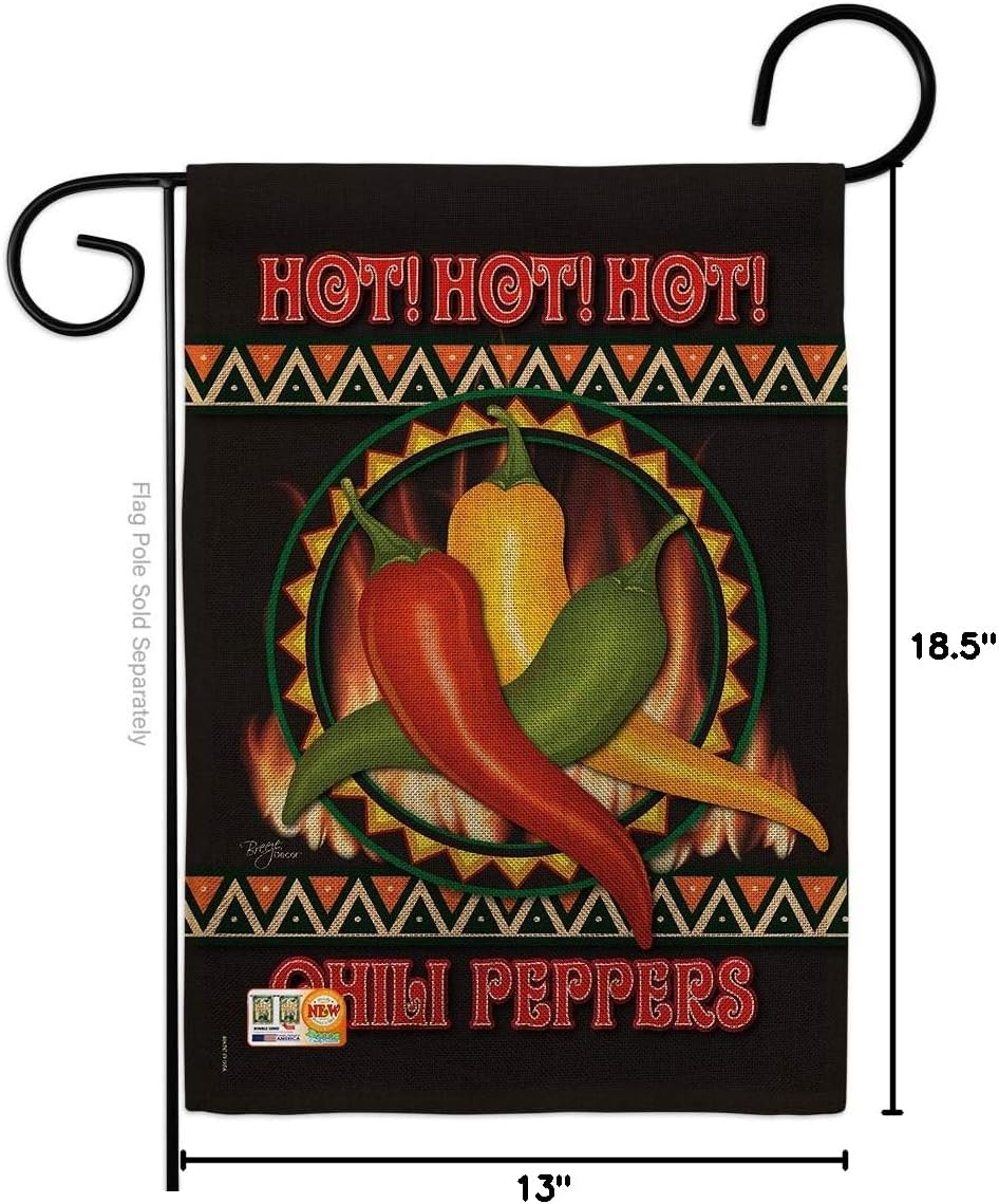 Chili Peppers Burlap Garden Flag Food Vegetable Pumpkin Chilli Squash Pepper Harvest Autumn Farm Herbs Small Decorative Gift Yard House Banner Double-Sided Made In USA 13 X 18.5