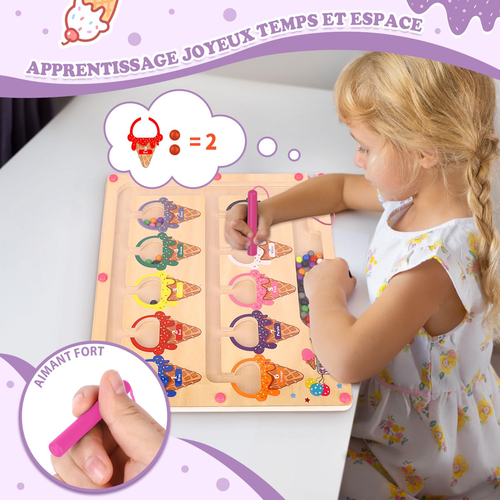 Cadeau Jouet Jeux Fille 3 4 ans Jouets Montessori Enfants Labyrinthe Magnétique de Couleurs Et De Chiffres Jouets de Triage des Couleurs Jeux Jeu Jouet Cadeau Enfant Educatif Montessori 3 4 ans