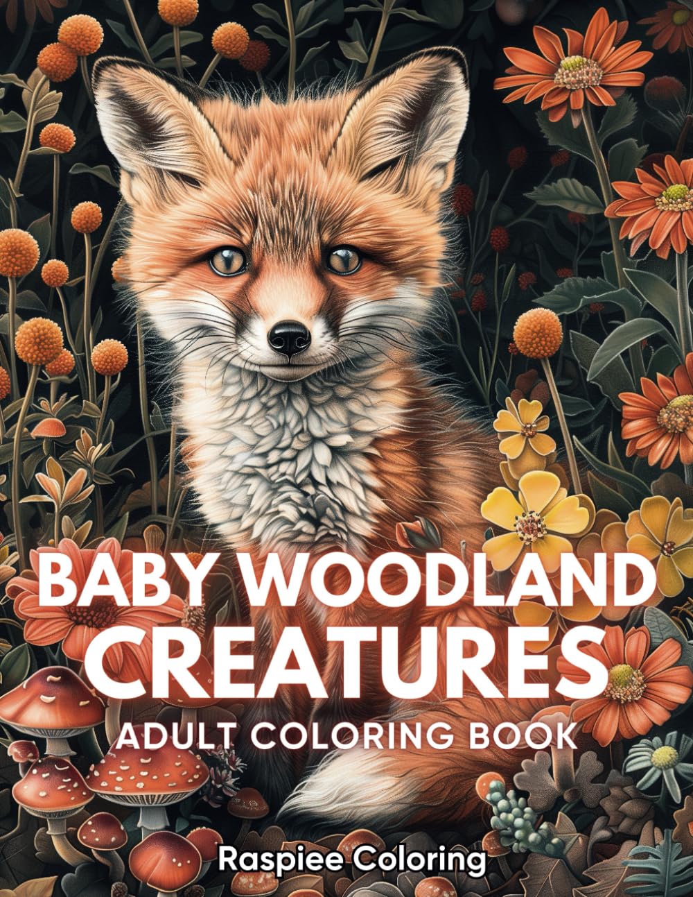 Baby Woodland Creatures Adult Coloring Book: Adorable Baby Woodland Animals, Fox, Rabbit, Deer, Bear, Hedgehog, Owl, and More for Stress Relief and Relaxation
