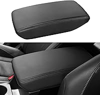 INTGET Leather Center Console Armrest Cover for 2024-2026 Subaru Crosstrek & Impreza - Black Stitches Protector, Custom Fit