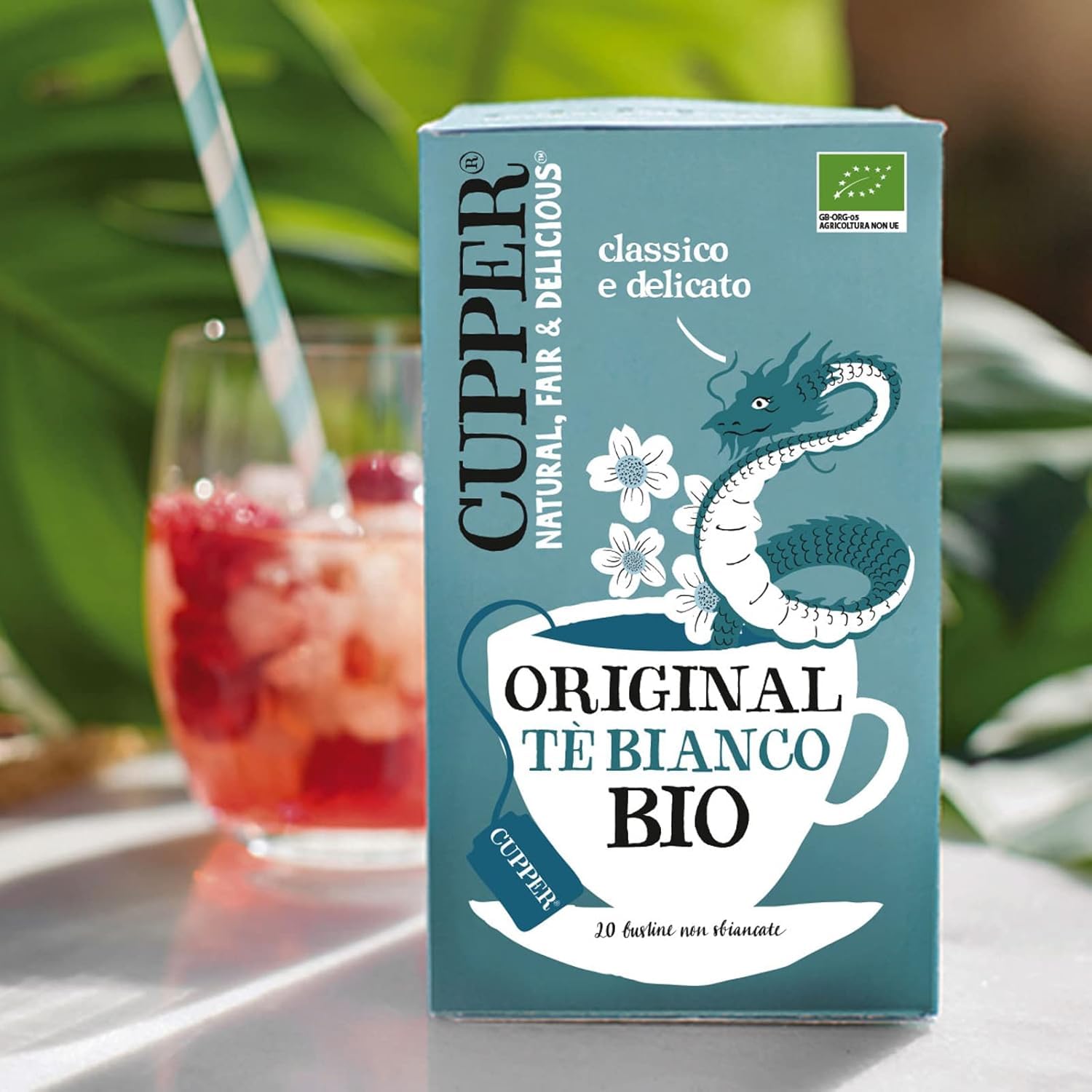 Cupper - 20 Bolsitas de Té Blanco Ecológico - Sin Azúcar Añadido - Apto para Veganos - Propiedades Antioxidantes - Sabor Suave con Toques Cítricos - Sin Leche, Huevo ni Lactosa
