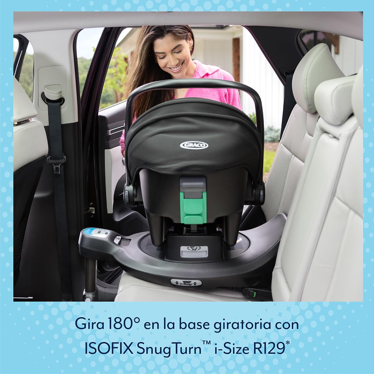 Graco - SnugLite™ i-Size R129 Silla portabebés ligera, de 40 a 75 cm (desde el nacimiento hasta los 12 meses aprox.), compatible con las bases ISOFIX SnugLite y SnugTurn, color Midnight