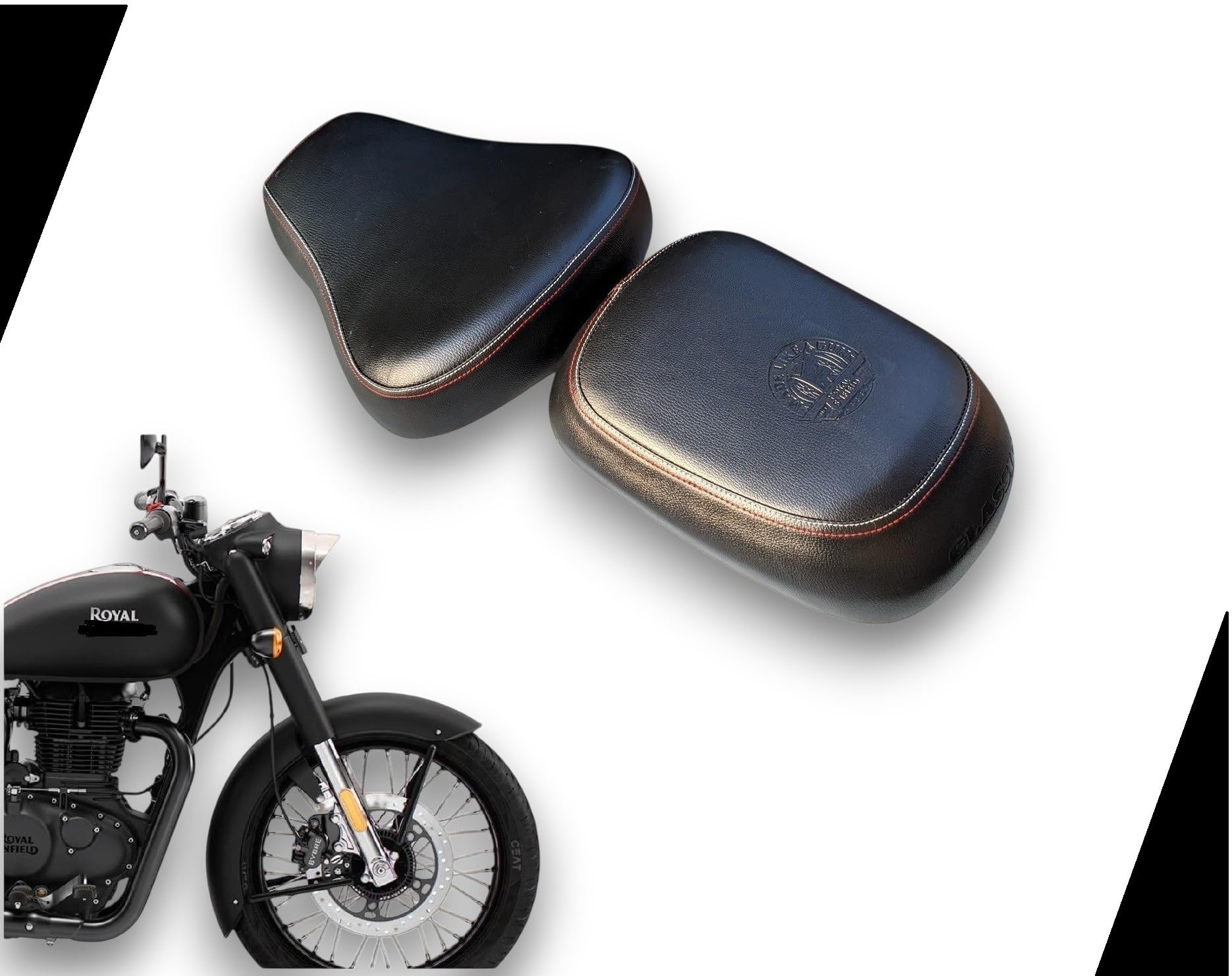 NEW Classic 350 (JI) Bike seat Cover.Soft Touch pu Leather,Black Colour,RED White Stitch,Water Proof,6 mm Cushion Foam-image-36