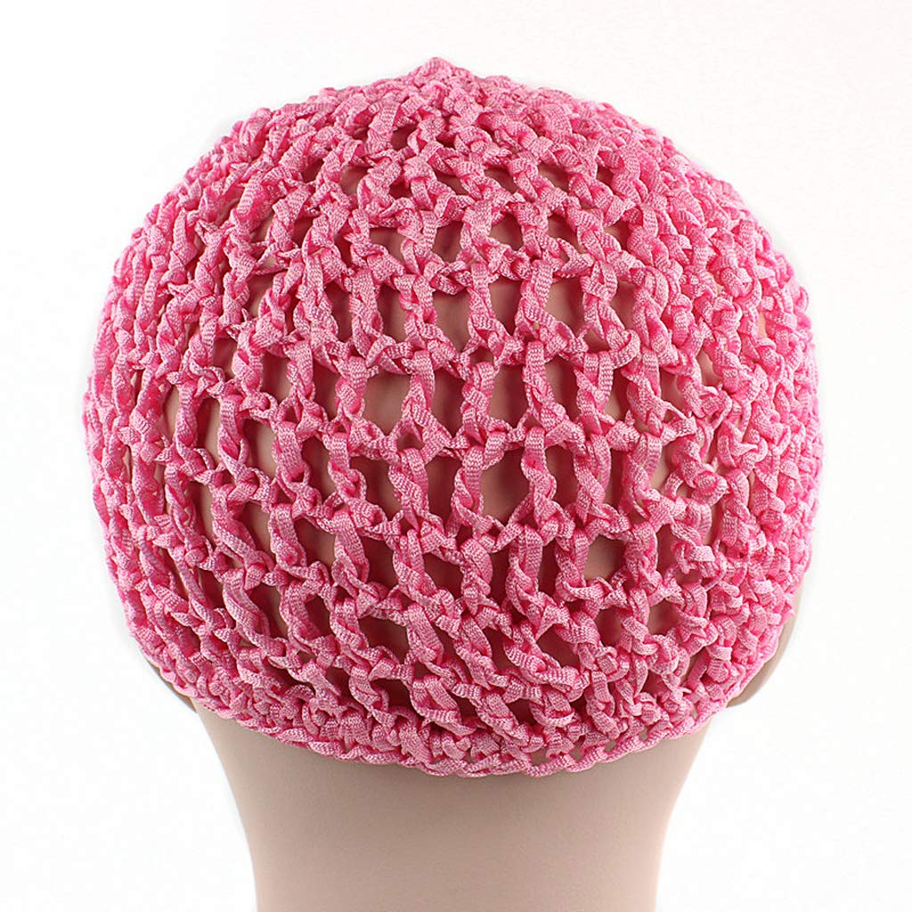 XISAOK Womens Mesh Hair Net Crochet Cap Solid Color Snood Sleeping Night Cover Turban(Gray)