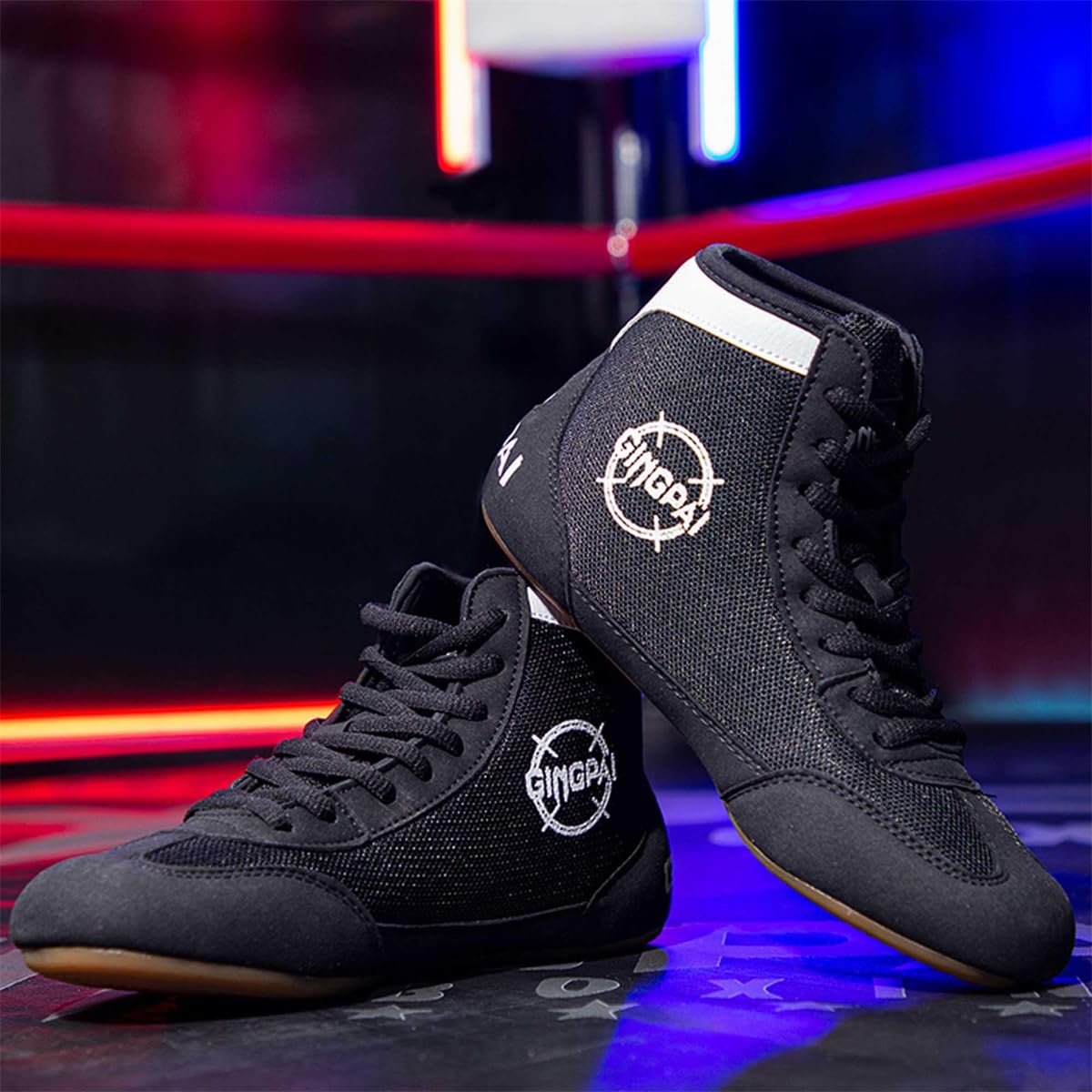 Chaussures de Boxe Montantes en Mesh Unisexes pour Kickboxing, Muay Thaï, légères pour Sparring et Musculation