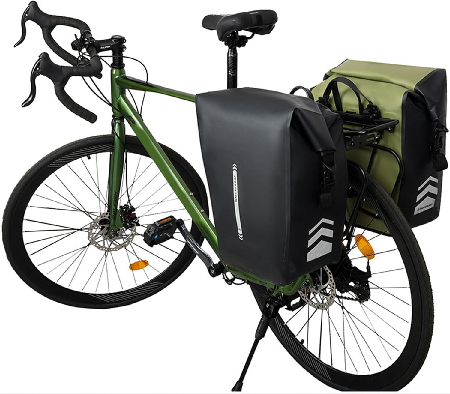 Mjaie Double Side Bike Panniers Bag, Water WeatherprooRear Rack Luggage Carrier with Reflective Trim, Cycling Travel Accessory Rear Rack Bag Outdoor Equipment