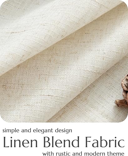 Miniatura 5 de Jinchan - Cortinas de lino natural para la cocina, estilo rústico de granja, translúcidas y forradas, con jareta, para baño, lavadero o caravana, 2