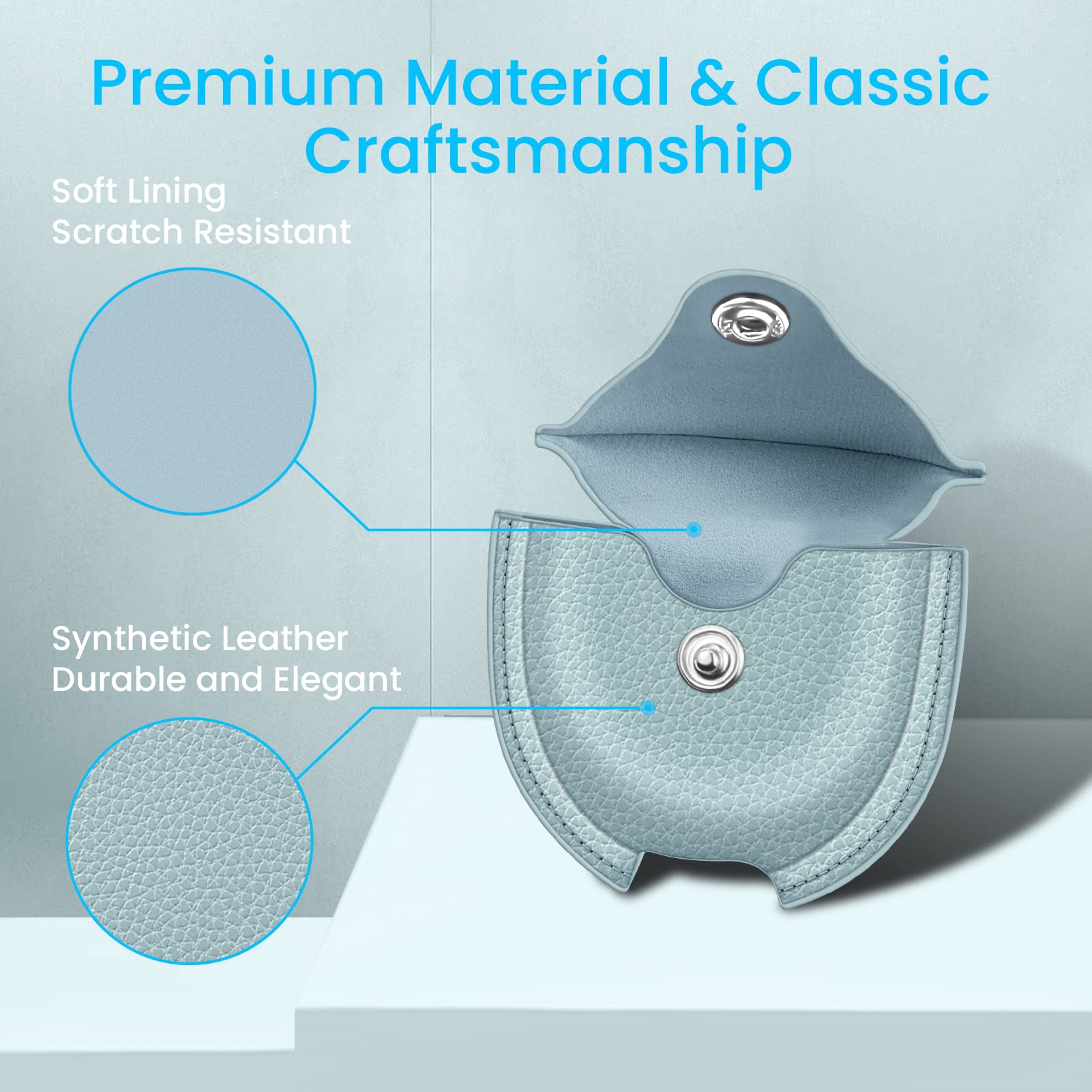 Fintie Protective Case for Pixel Buds A-Series (2021) / Pixel Buds 2 (2020), Premium PU Leather Slim Fit Metal Snap Closure Portable Cover Skin with Keychain, Ice Blue