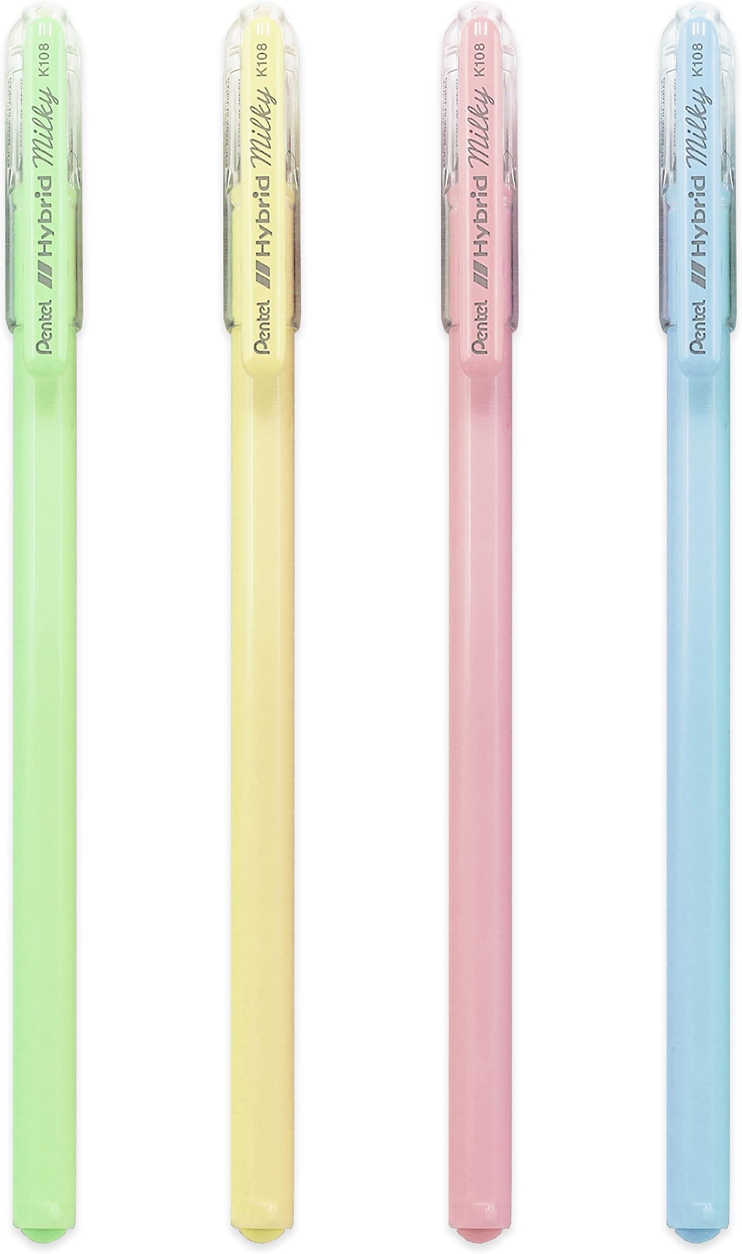 Pentel Hybrid Milky Gel Rollerball Pen K108 Set of 4 Pastel Pens Green
