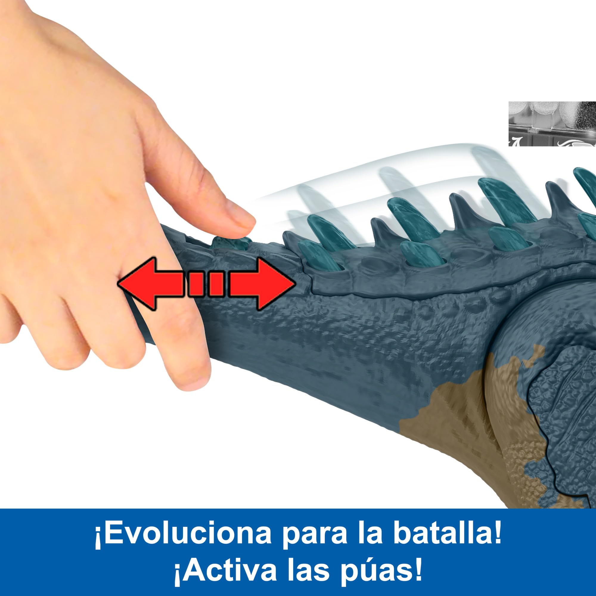 Mattel Jurassic World Alosaurus Dinosaurio de juguete con sonidos, ataque con embestida, +4 años, HRX51